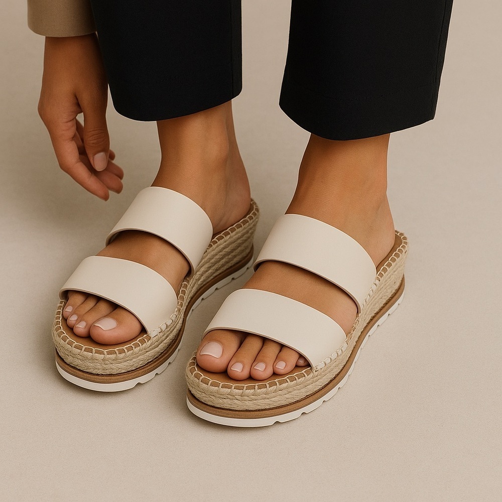 Spirit Neutral Double-Strap Espadrille Platform Sandals